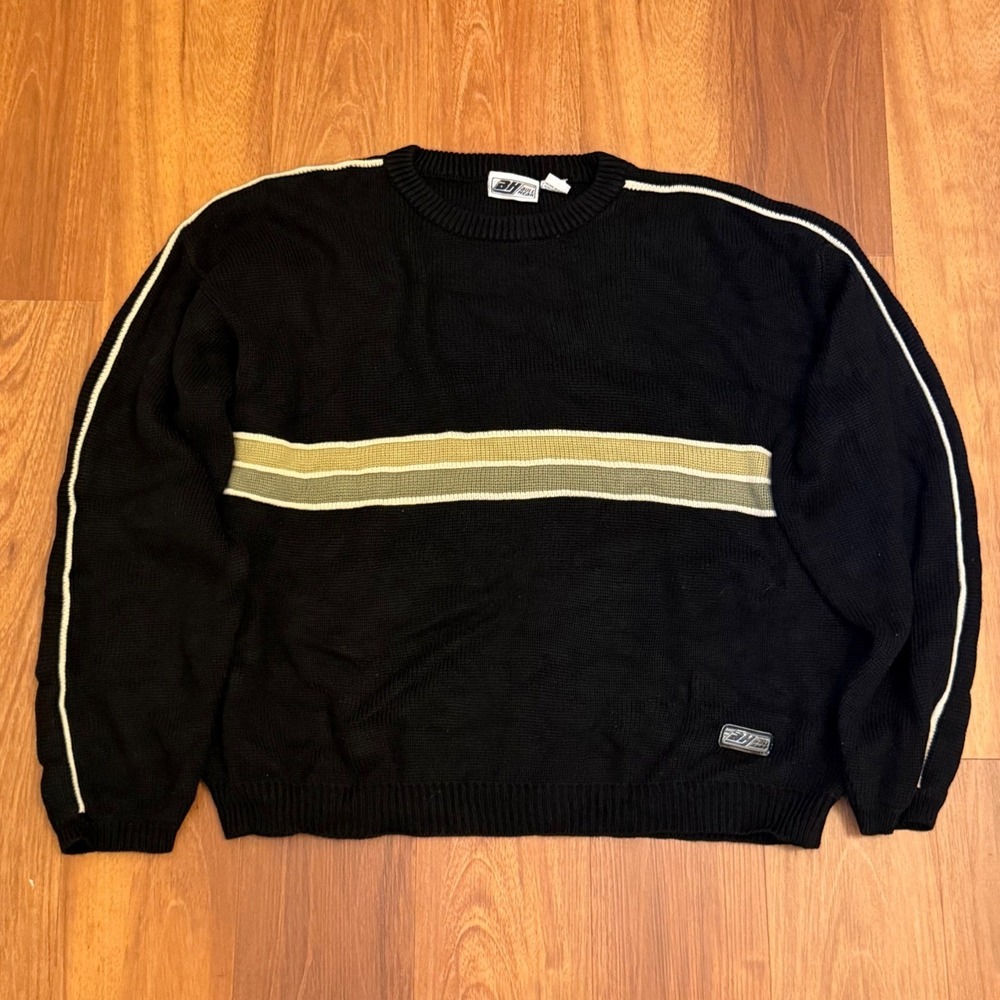 Vintage Y2K Bullhead Black Acrylic Sweater Men's Size XL